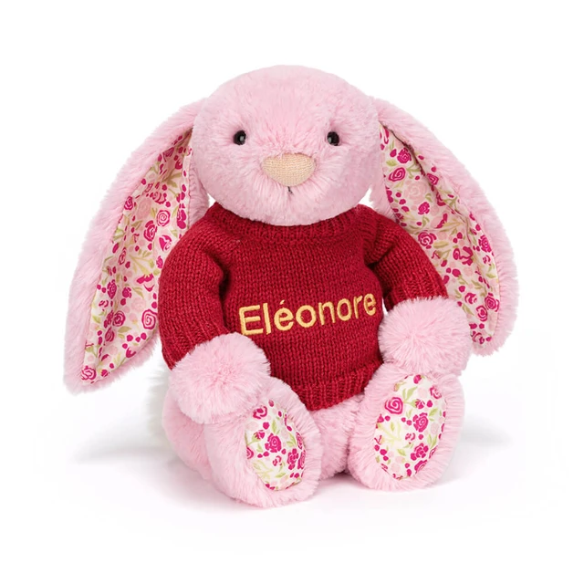 Blushkin Blossom Luxe Bunny with Personalized Red Jumper